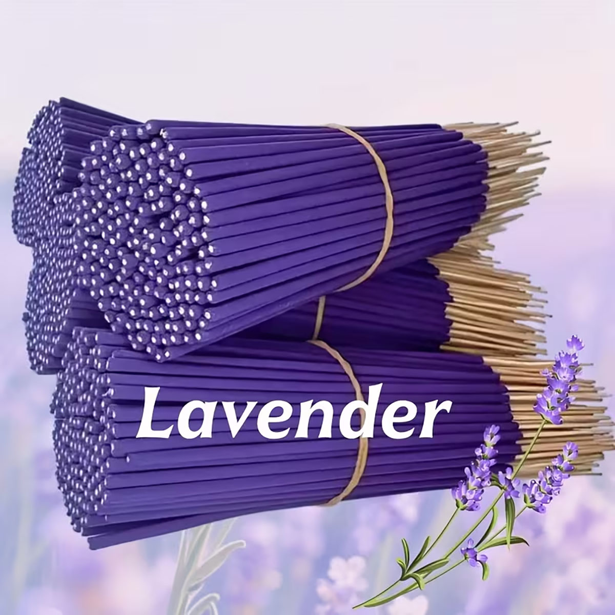 Home Fragrance Lavender - ラベンダー プレミアム アロマセラピー インセンススティック、8本入り。 66インチ -