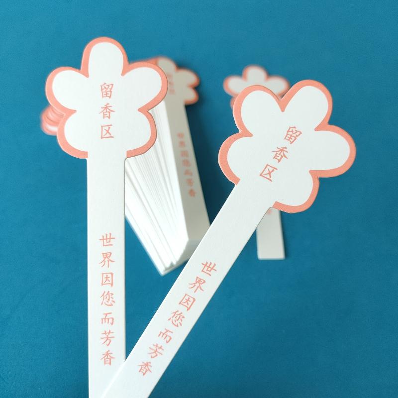 Home Fragrance Usa - 10 枚の花の形をした香水テストストリップ、空白の書き込みエリア付き、ポータブルフレグランステスター紙、ショップ、家庭の香りテスト用