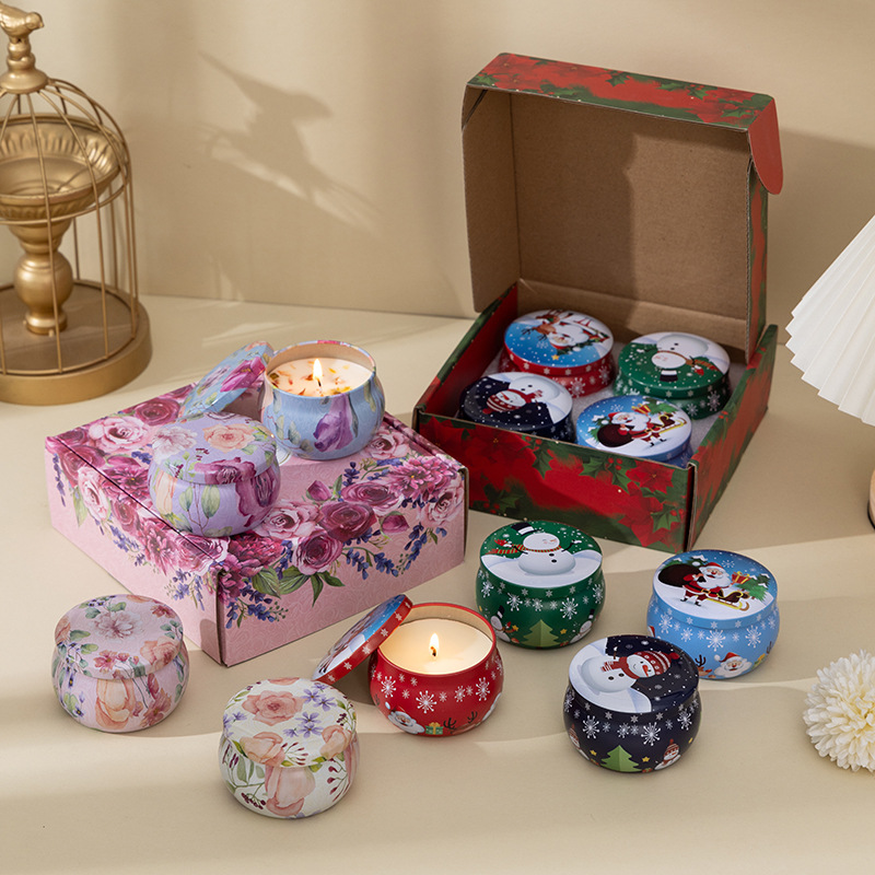 Home Fragrance No 4 - クリスマスフレグランスキャンドルギフトセット エスニックスタイル 無煙大豆ワックスアロマキャンドル 4個セット
