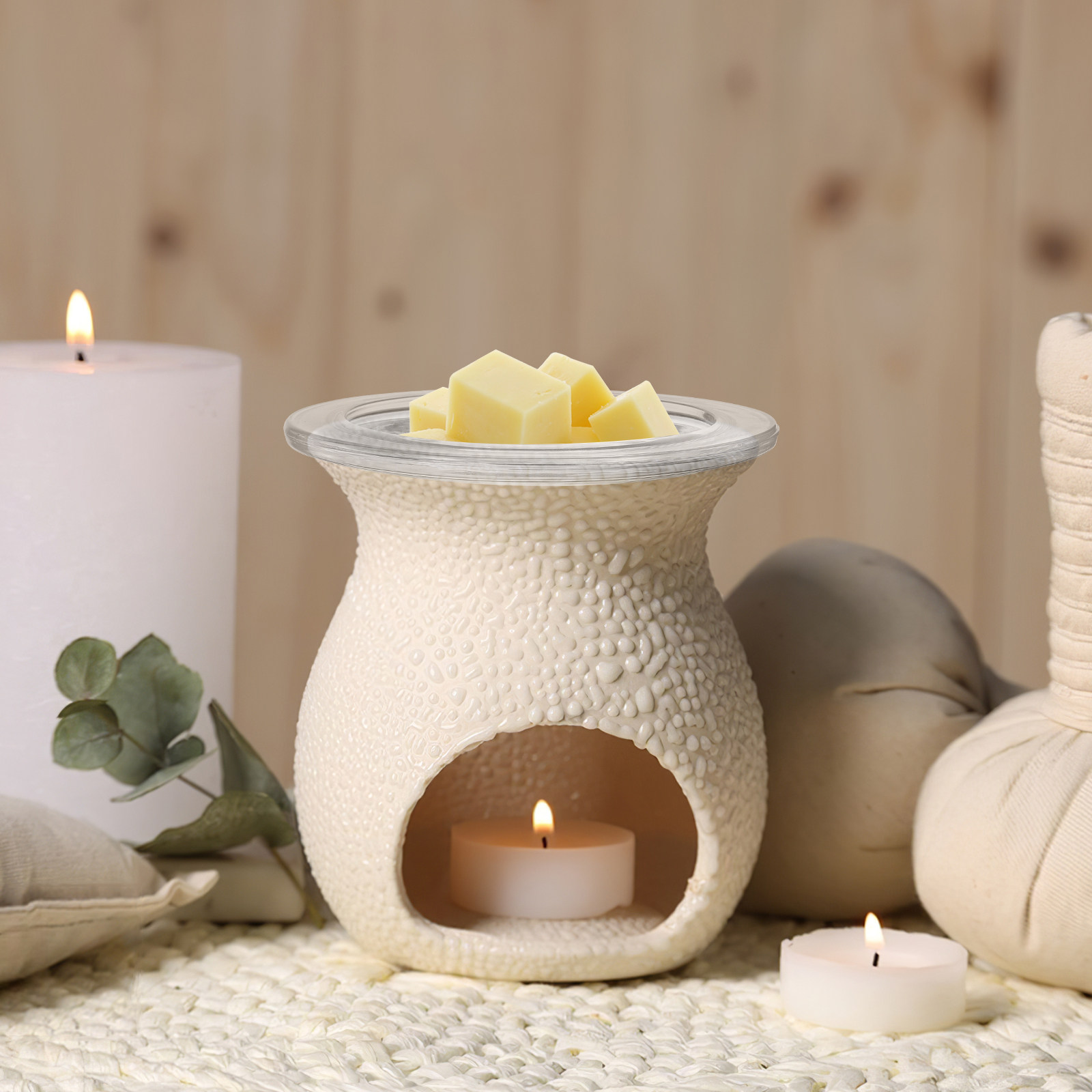 Home Fragrance Wax Melts - 交換用4.6インチ透明ガラスオイルウォーマーディッシュ、エッセンシャルオイルワックスメルトプレート、家庭用オフィス用フレグランスワックスウォームプレート