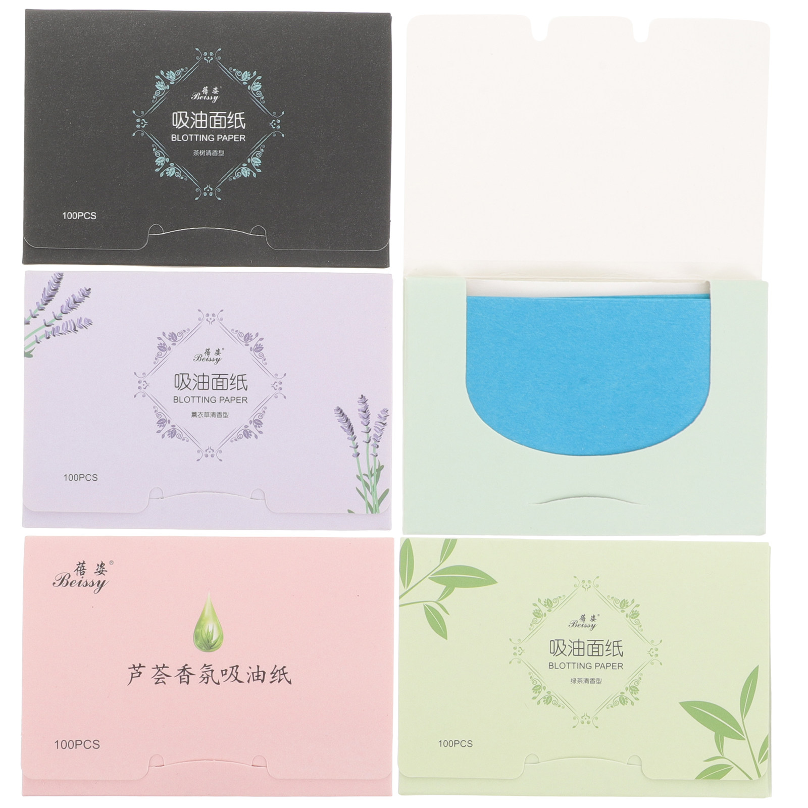 Home Fragrance Linen - 500枚入り フェイシャルオイル吸収紙 リネン ピンク ラベンダー 緑茶