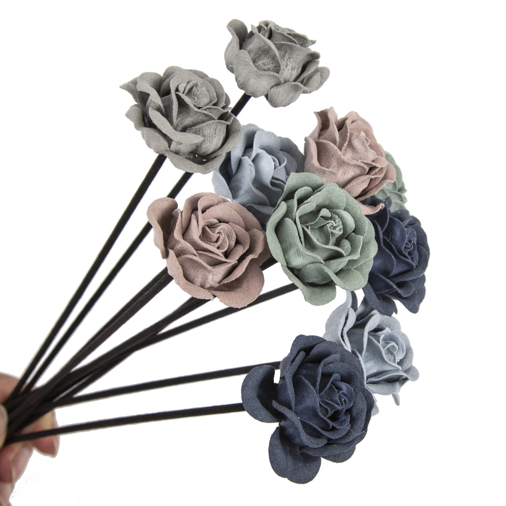 Home Fragrance Leather Diffuser - 青,緑,ピンクの花,手作りの装飾品,家のための,無香料の磁気療法のための革製ベルベットディフューザー,10個