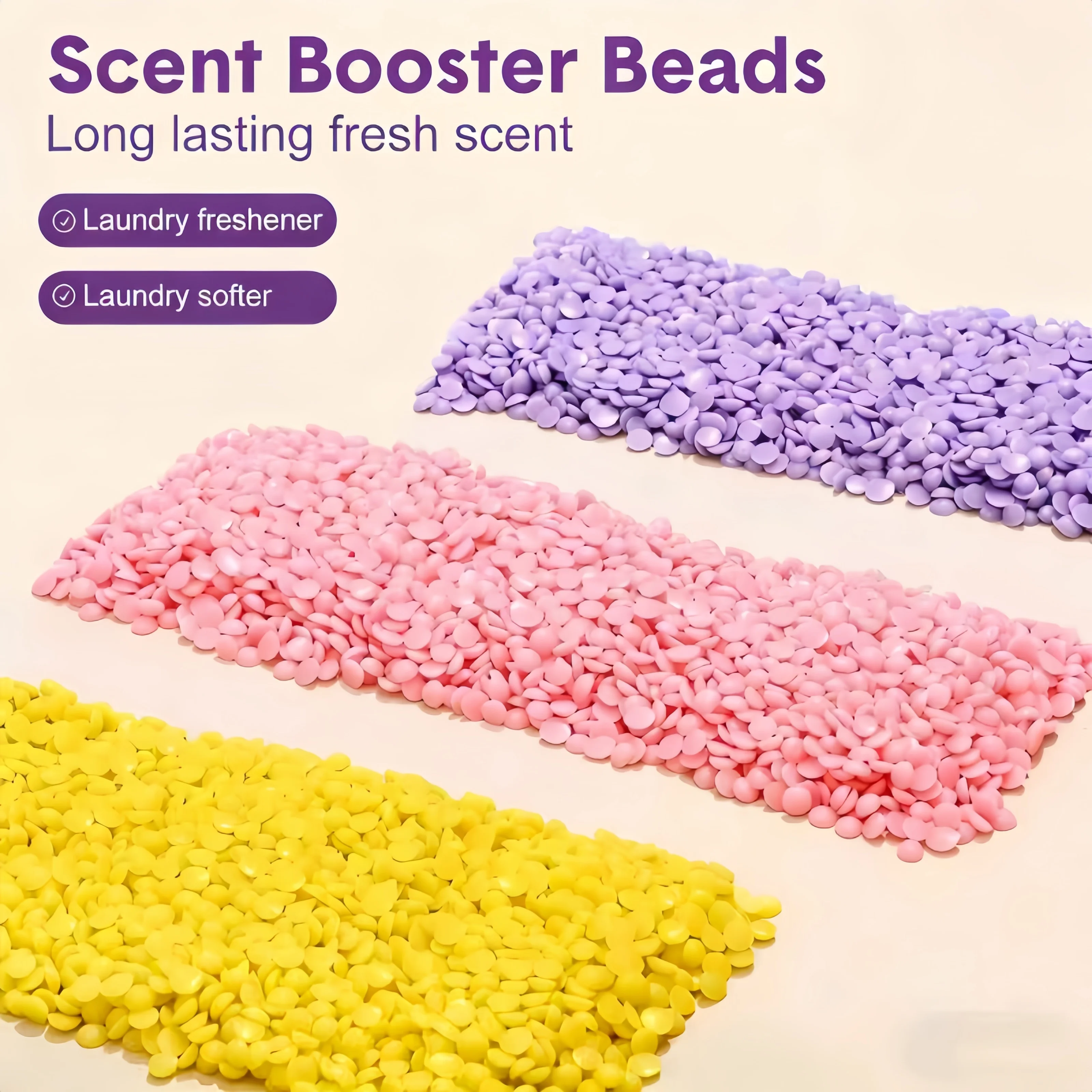 Scent Booster Bead - 洗濯用香りブースタービーズ、内容量800g/ボトル、計量スプーン付き。 香り増強剤、アクティブなフローラルの香り。 ファブリックS