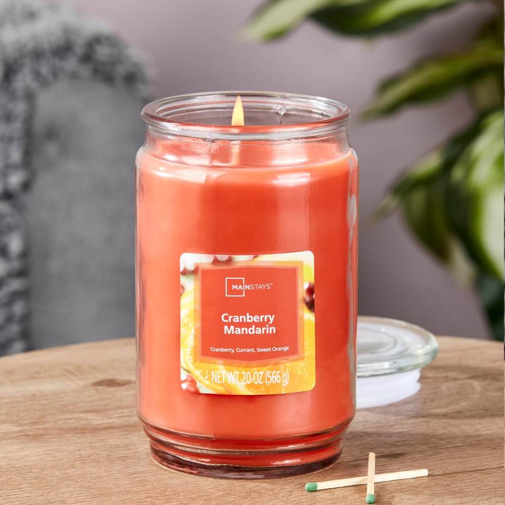クランベリーマンダリンの香りのキャンドルグラスジャー、シング - Home Fragrance Usa のレビューと価格