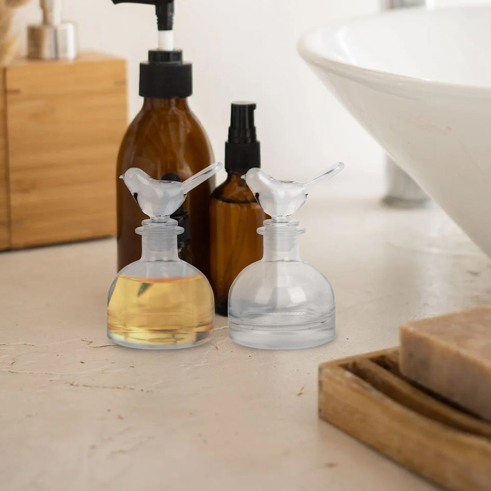 2 個のガラス香水瓶プレミアムクリア頑丈な家庭用車装飾フレグ - Home Fragrance Usa のレビューと価格