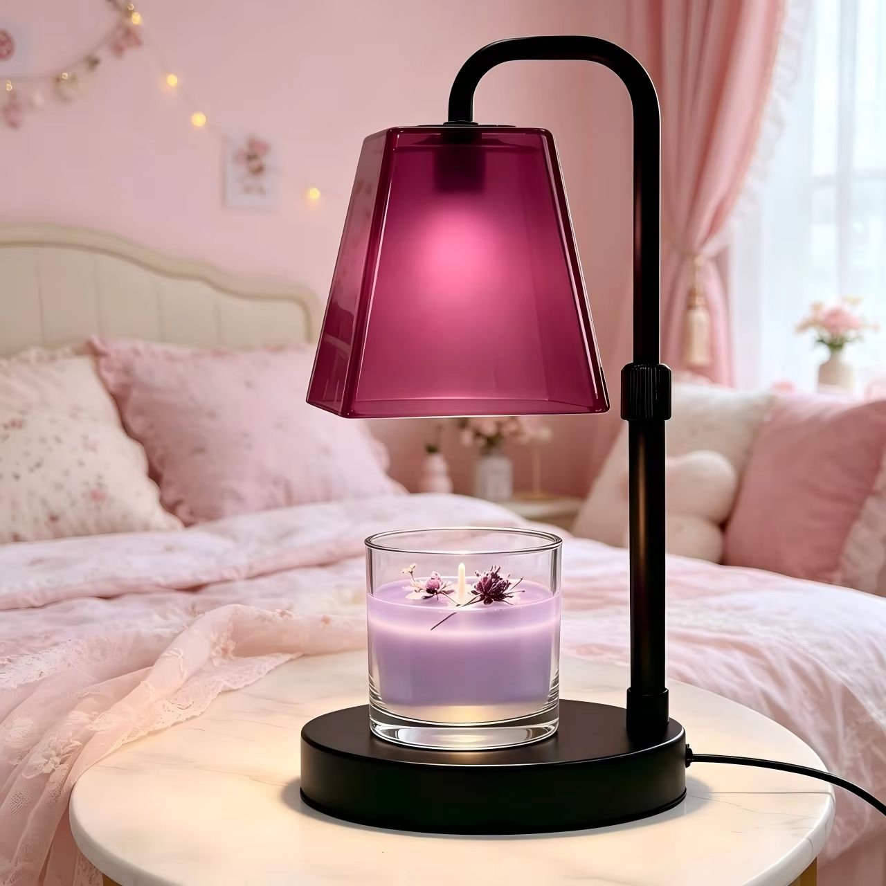 ローズレッドガラスキャンドルウォーマーランプ、4ボタンタイマ - Home Fragrance No 4 のレビューと価格