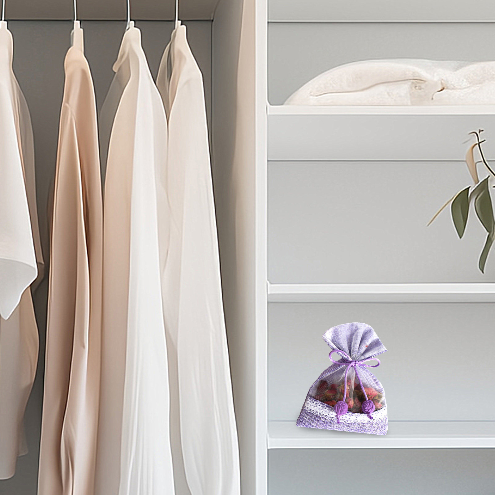 5 個の空のラベンダーサシェバッグガーゼリネン巾着フレグラン - Home Fragrance Linen のレビューと価格