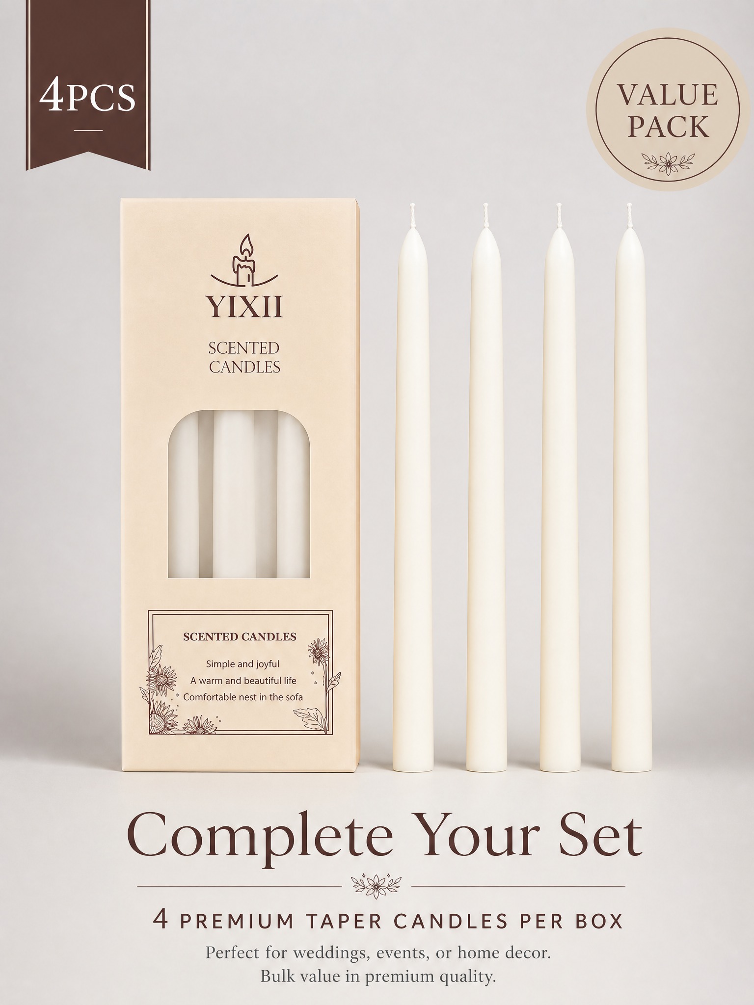 4本の縦縞模様のロングスティック型香り付きキャンドル、大豆ワ - Home Fragrance No 4 のレビューと価格