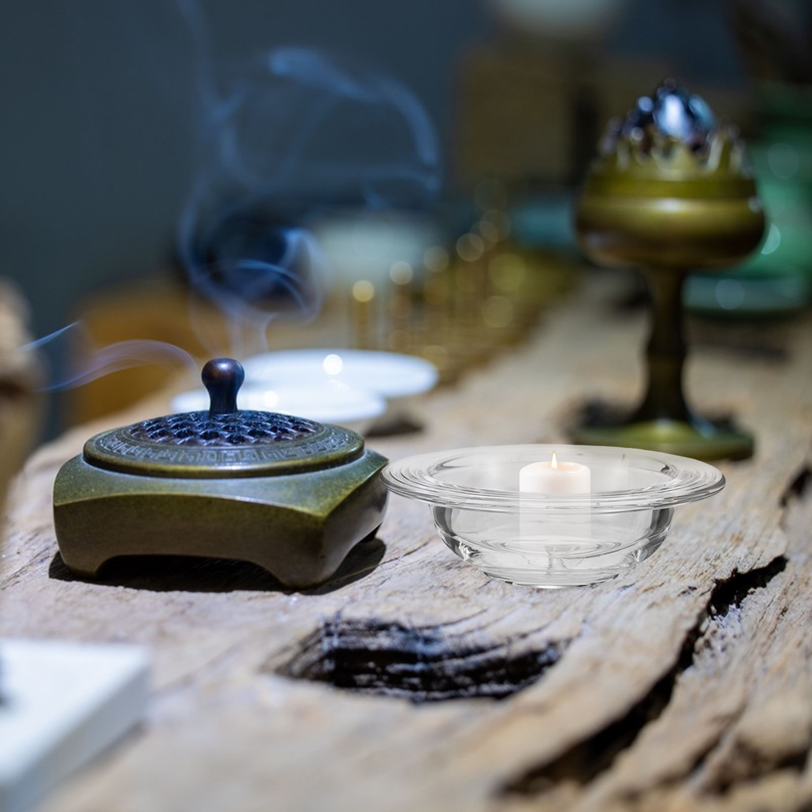 4 個の透明ガラスワックスバーナー交換用皿アロマセラピーワッ - Home Fragrance Wax Melts のレビューと価格